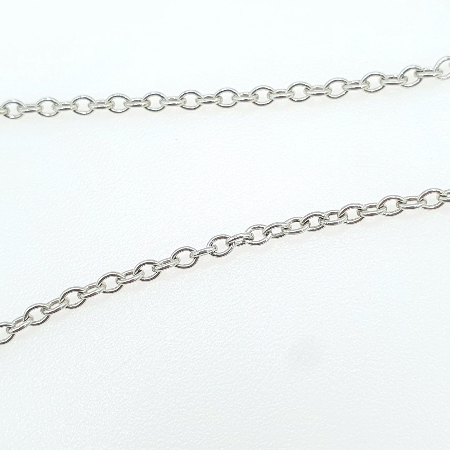 Vintage Sterling Silver Cable Link Chain Necklace Long Trace Links 57cm 22.4" 5.43g Unisex Mens Womens Ladies Retro Jewelry Jewellery