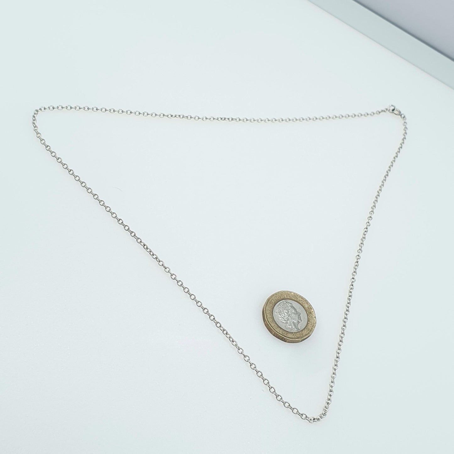 Vintage Sterling Silver Cable Link Chain Necklace Long Trace Links 57cm 22.4" 5.43g Unisex Mens Womens Ladies Retro Jewelry Jewellery