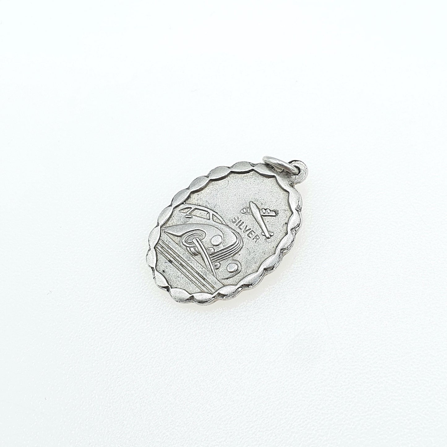 Vintage Sterling Silver St Christopher Pendant Double Sided Plane and Car Saint Travel Womens Mens Unisex Jewellery Jewelry