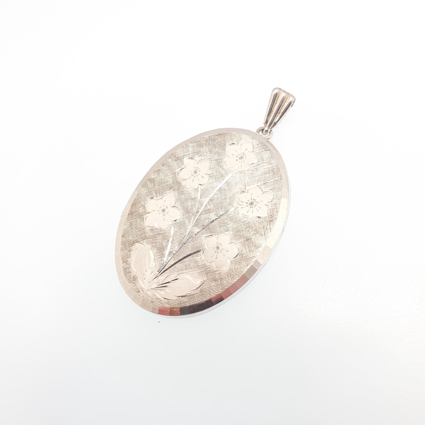 Vintage GEORG JENSEN Sterling Silver Locket Very Large Big 1968 Hallmark Flower Engraved Necklace Pendant Picture Photo Jewelry Jewellery