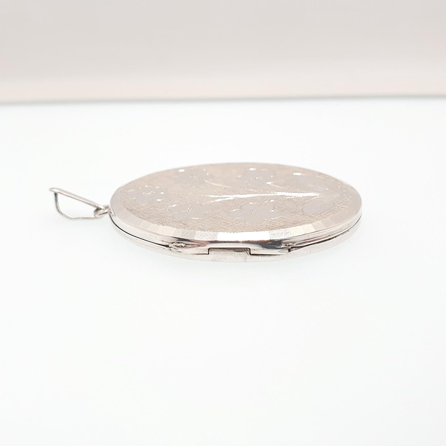 Vintage GEORG JENSEN Sterling Silver Locket Very Large Big 1968 Hallmark Flower Engraved Necklace Pendant Picture Photo Jewelry Jewellery