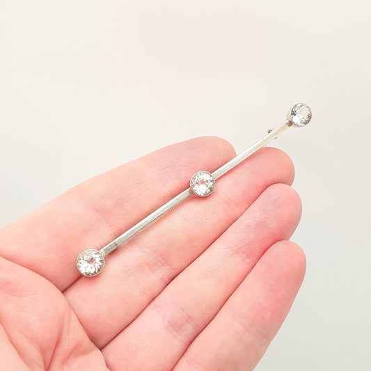 Antique Solid Silver Diamond Paste Trilogy Brooch Pin Orions Belt Edwardian Celestial Pin Vintage Jewellery Jewelry