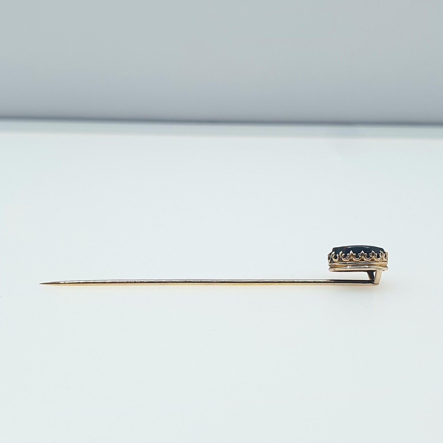 Antique Victorian 9ct Gold Bloodstone Stick Pin Oval Cut Green Red Quartz Gemstone  Solid 9kt 9k Gents Mens Jewelry Vintage Jewellery