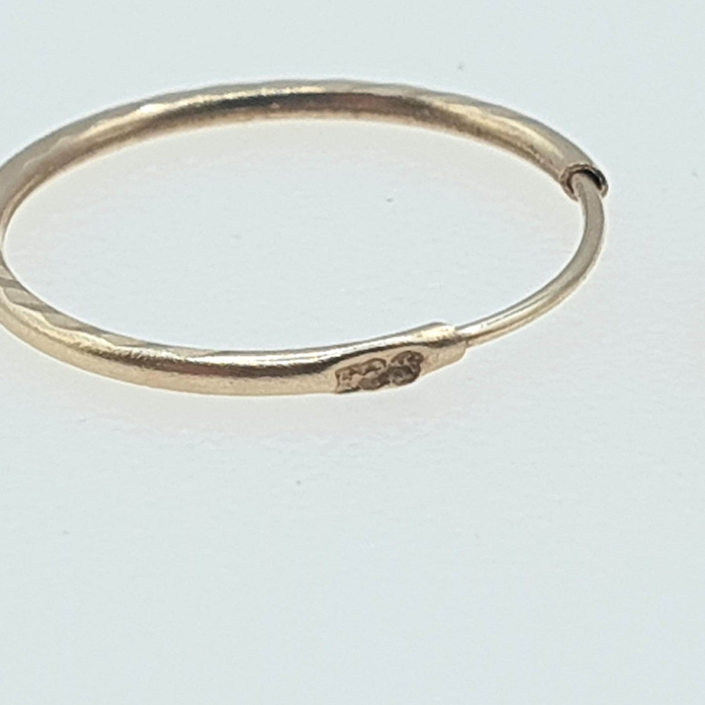 Vintage 9ct Gold Tiny Sleeper Earrings Small Hoop Faceted Edge Round Circle Solid 9k 9kt Retro Womens Jewelry Jewellery Mens Unisex