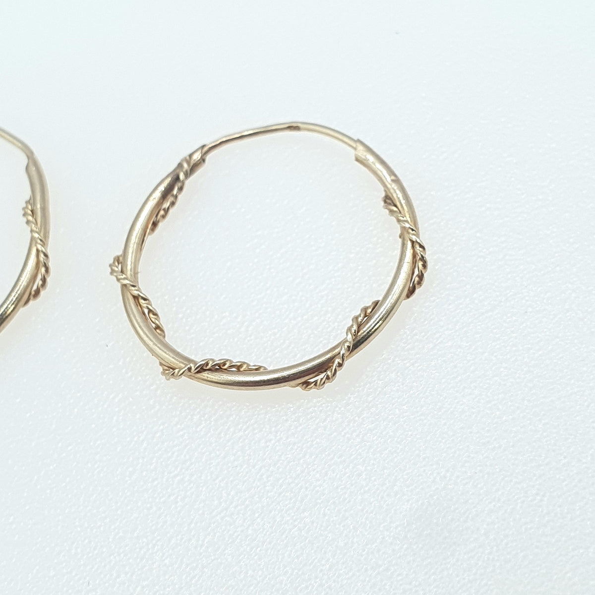 Vintage 9ct Gold Hoop Earrings Rope Border Effect Circle Round Solid 9k 9kt Retro Womens Jewelry Jewellery