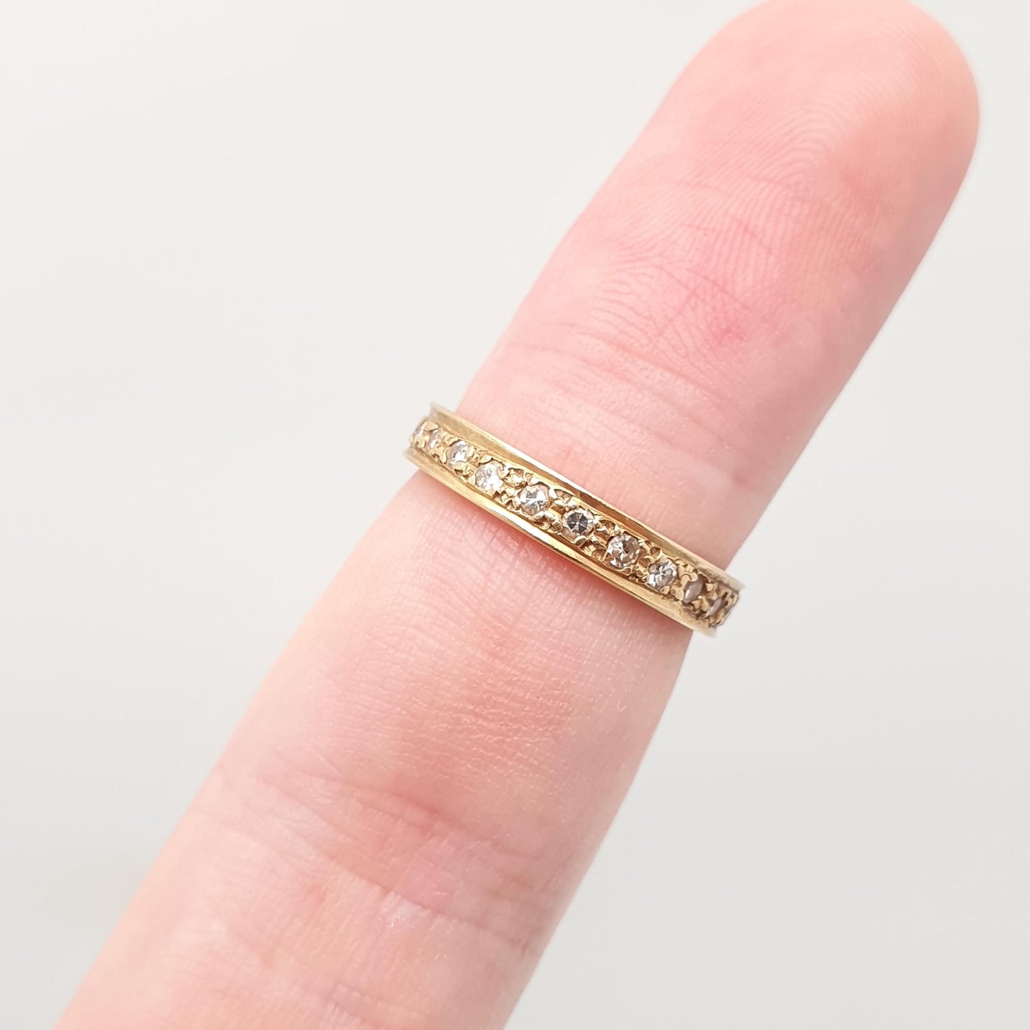 Antique 18ct Gold Diamond Ring Full Eternity Art Deco Solid 18k 18kt Yellow 1920s Vintage Wedding Band Womens Engagement Jewelry Jewellery