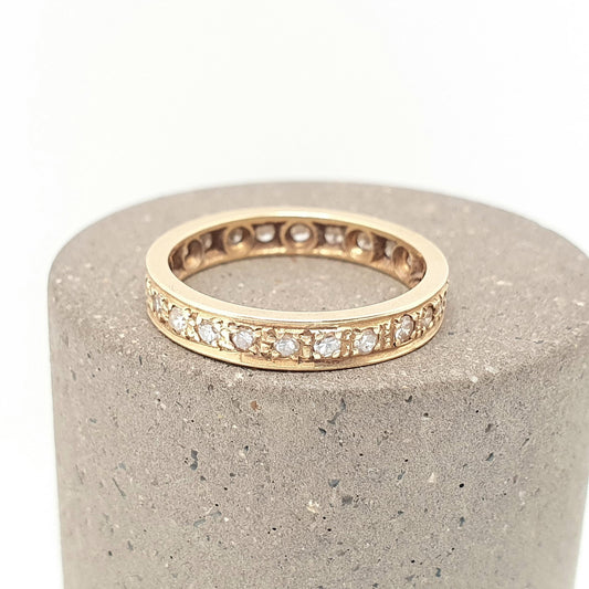 Antique 18ct Gold Diamond Ring Full Eternity Art Deco Solid 18k 18kt Yellow 1920s Vintage Wedding Band Womens Engagement Jewelry Jewellery