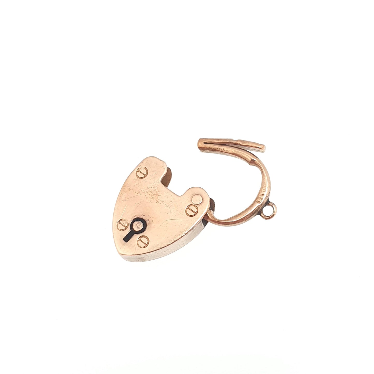 Antique 9ct 9k Rose Gold Padlock Clasp Charm Necklace Pendant 1904 Hallmark Bracelet Solid 9k 9 Carat Lock Vintage Womens