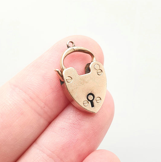 Antique 9ct 9k Rose Gold Padlock Clasp Charm Necklace Pendant 1904 Hallmark Bracelet Solid 9k 9 Carat Lock Vintage Womens