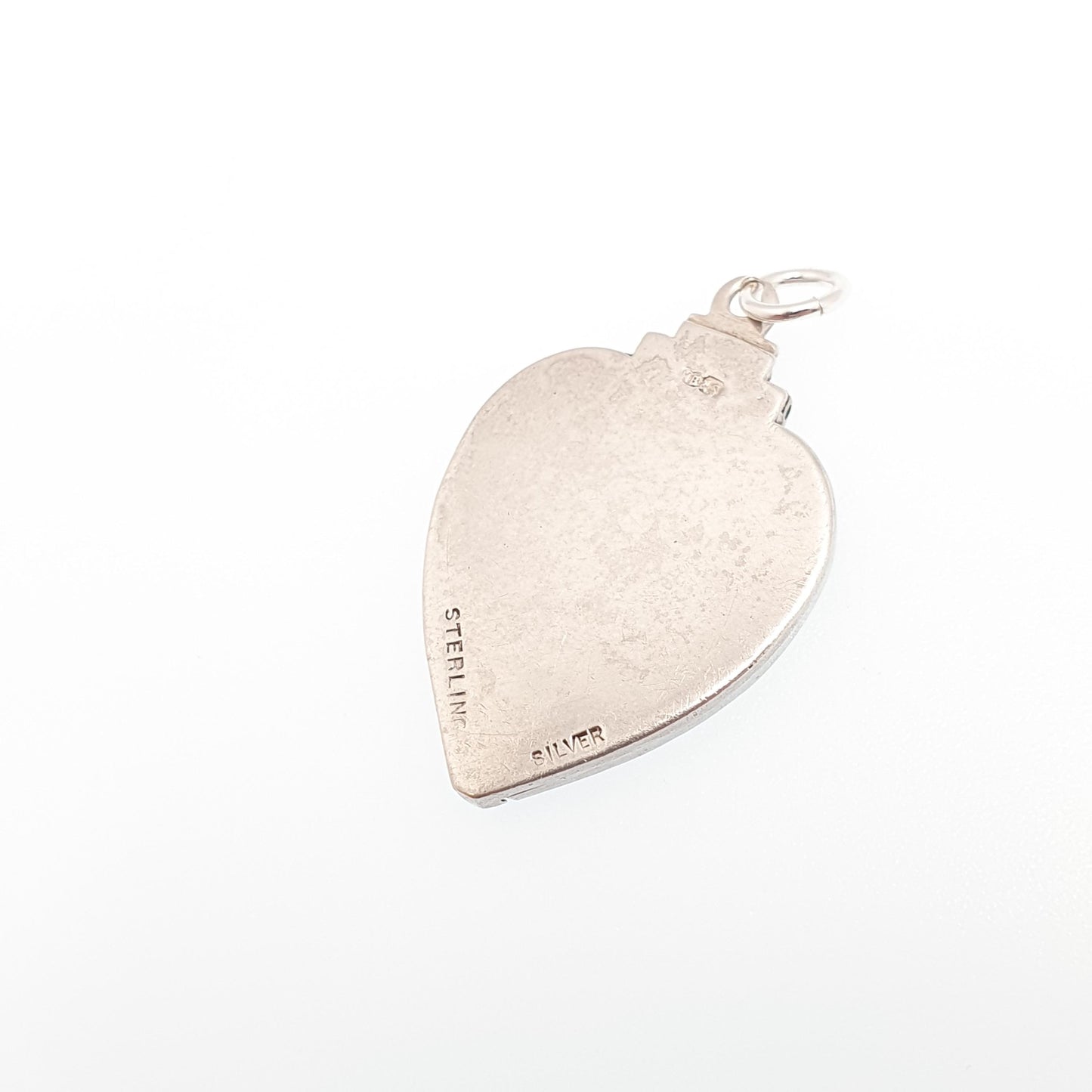 Antique Sterling Silver Locket Art Deco Heart Shape Geometric Pattern Arrow Necklace Pendant 1920s Picture Photo Jewelry Vintage Jewellery