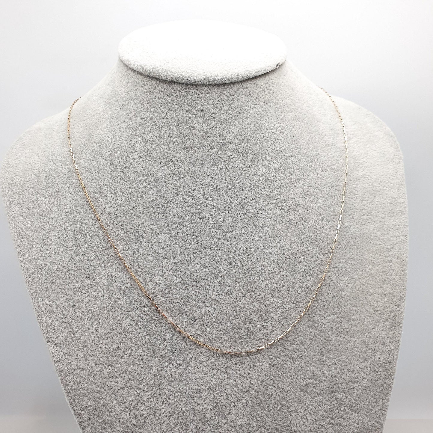 Vintage 9k 9ct Gold Chain Necklace Rectangular Box Link Long 51cm 20" 1.47g Solid 375 Yellow Womens Mens Jewellery Jewelry