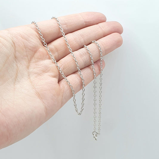 Vintage Sterling Silver Cable Link Chain Necklace Long Trace Links 57cm 22.4" 5.43g Unisex Mens Womens Ladies Retro Jewelry Jewellery