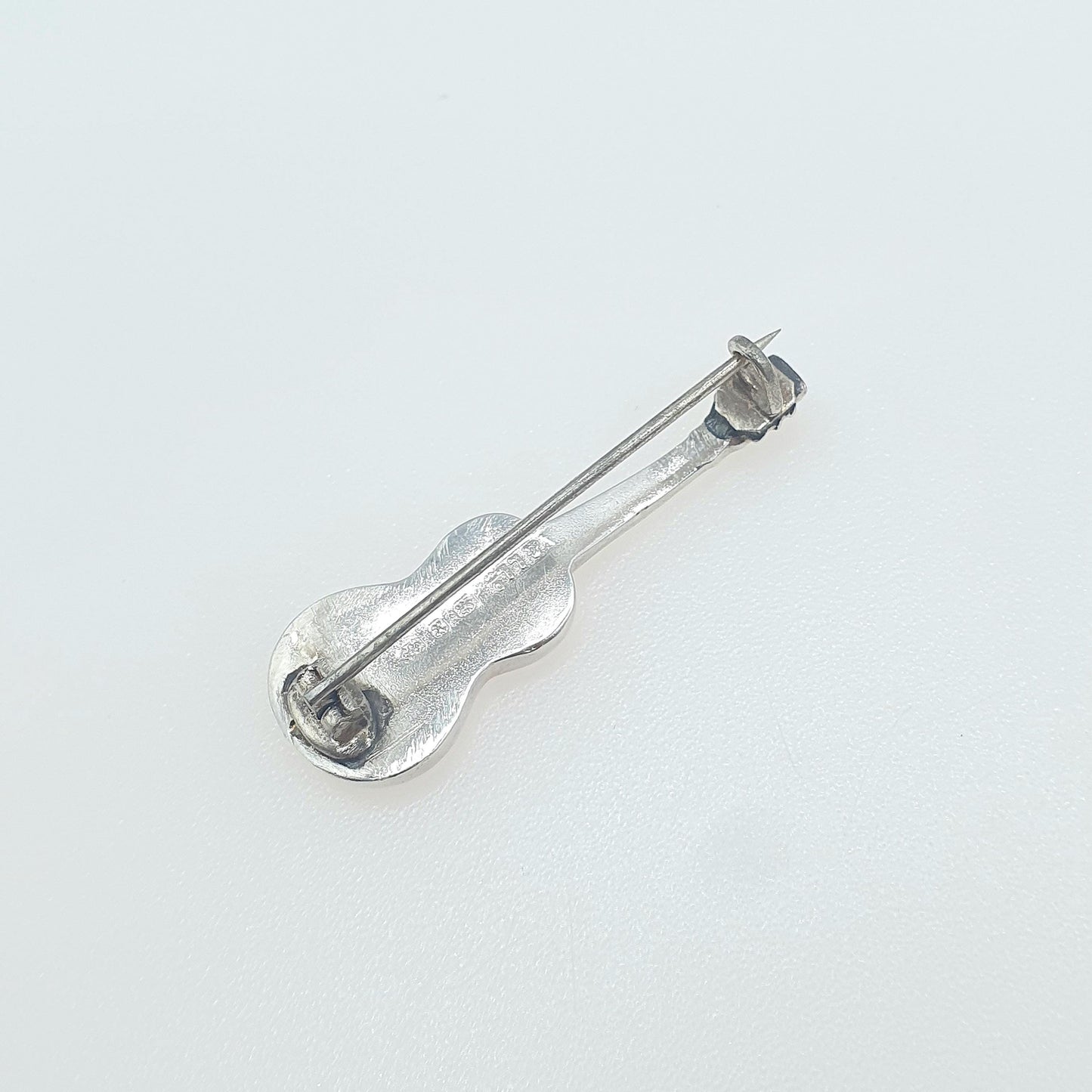 Antique Victorian Sterling Silver Guitar Brooch 1897 Hallmark Acoustic Musical Instrument Womens Mens Vintage Jewelry Jewellery