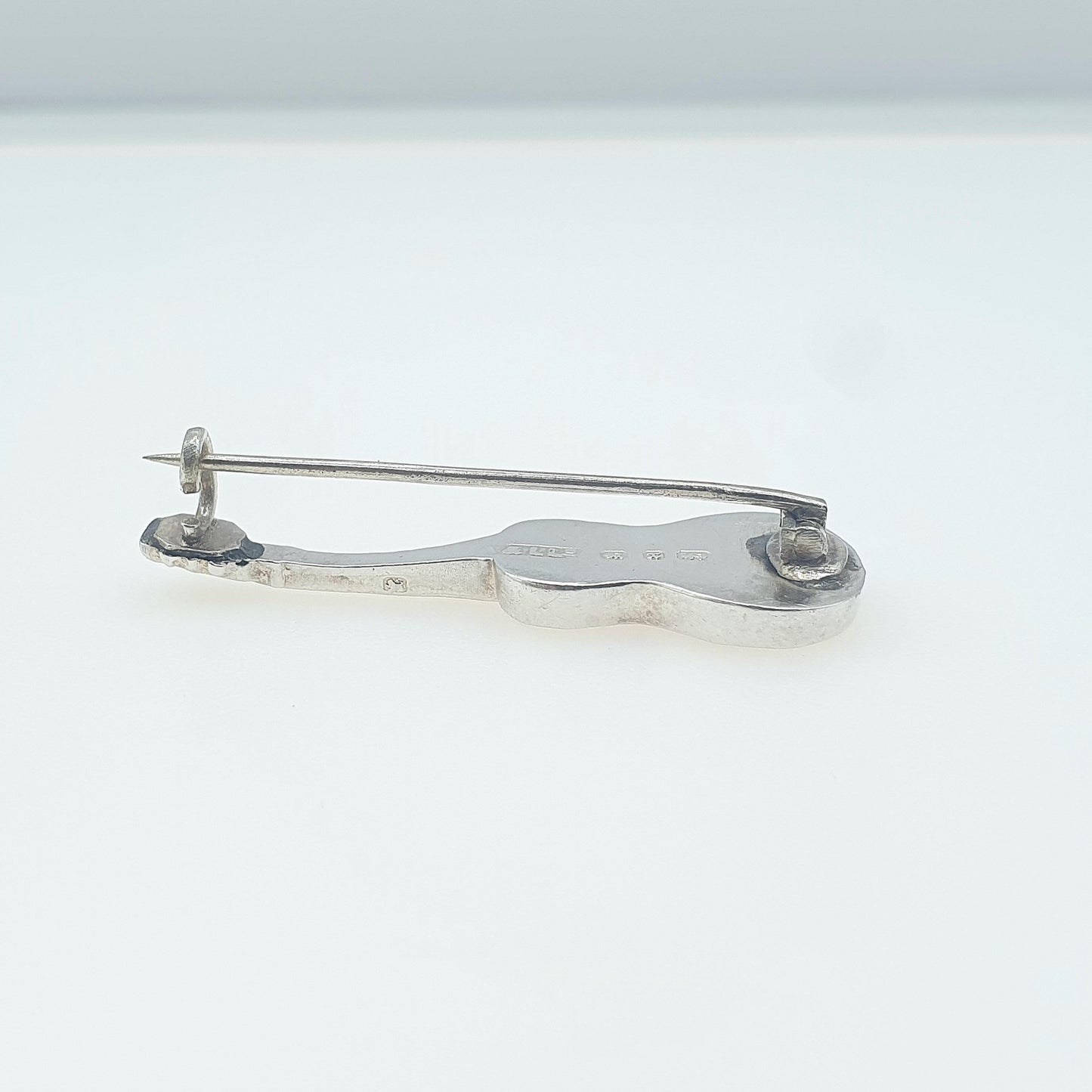 Antique Victorian Sterling Silver Guitar Brooch 1897 Hallmark Acoustic Musical Instrument Womens Mens Vintage Jewelry Jewellery