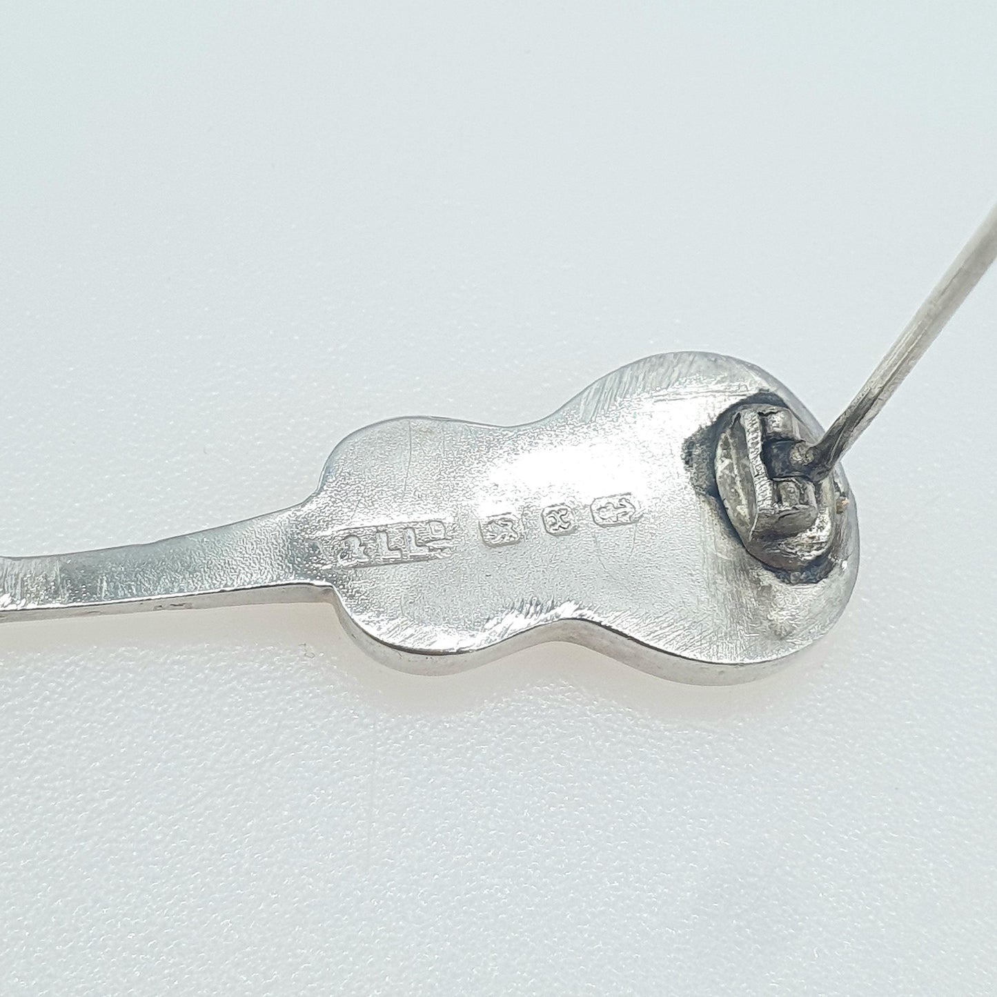 Antique Victorian Sterling Silver Guitar Brooch 1897 Hallmark Acoustic Musical Instrument Womens Mens Vintage Jewelry Jewellery