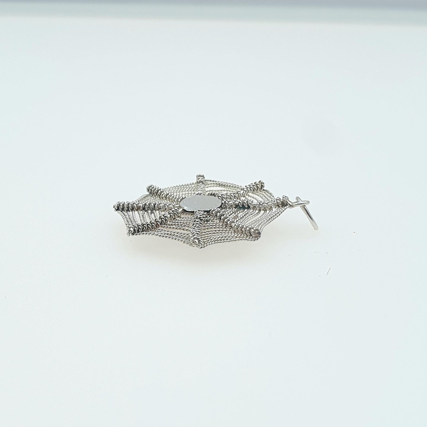 Vintage Solid Silver Spider in Spiderweb Pendant Handmade Necklace Arachnid Insect Bug Womens Vintage Mens Jewelry Jewellery