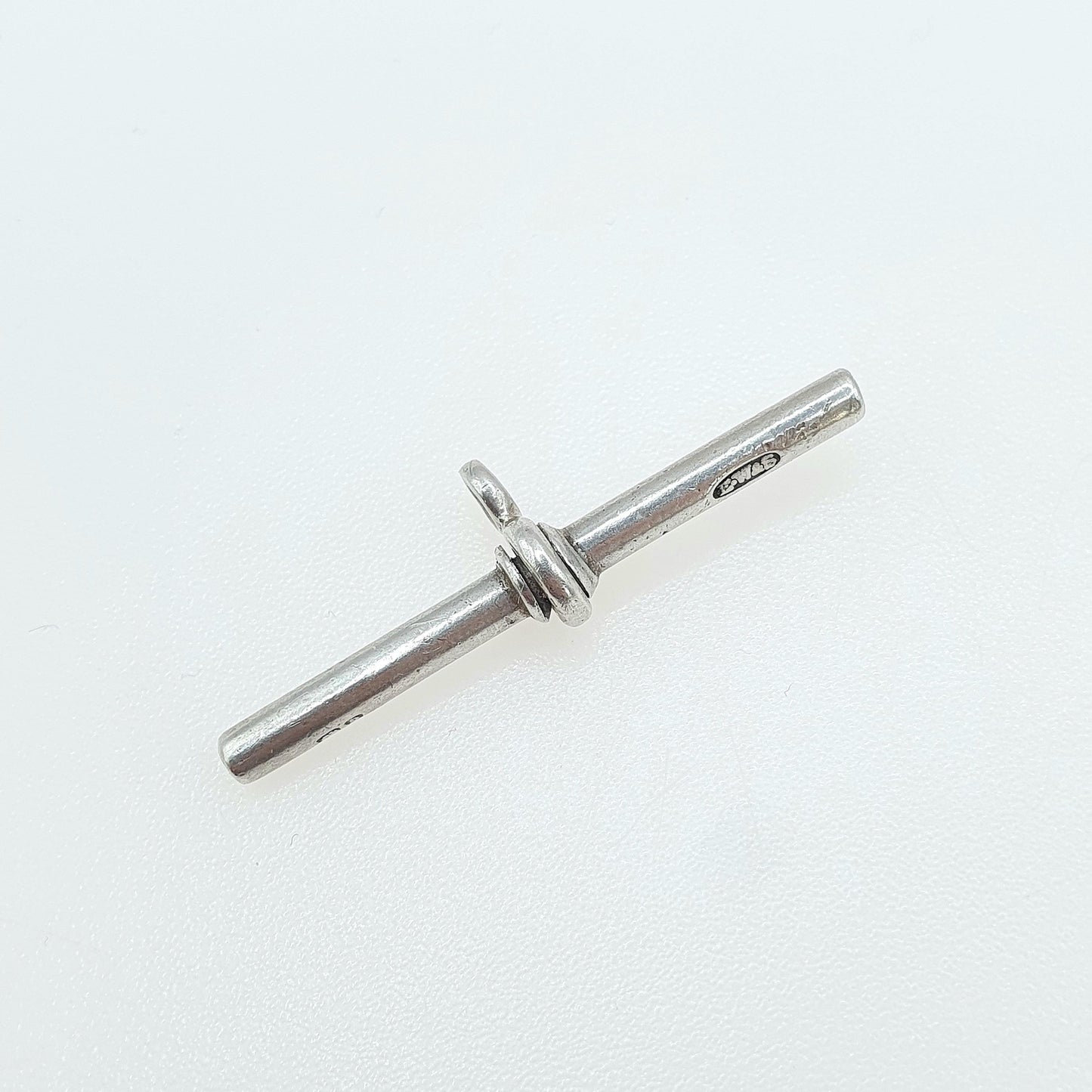 Antique Sterling Silver T Bar Pendant Necklace Albert Chain Fob 1901 Hallmark Unisex Jewelry Jewellery Charm Albertina