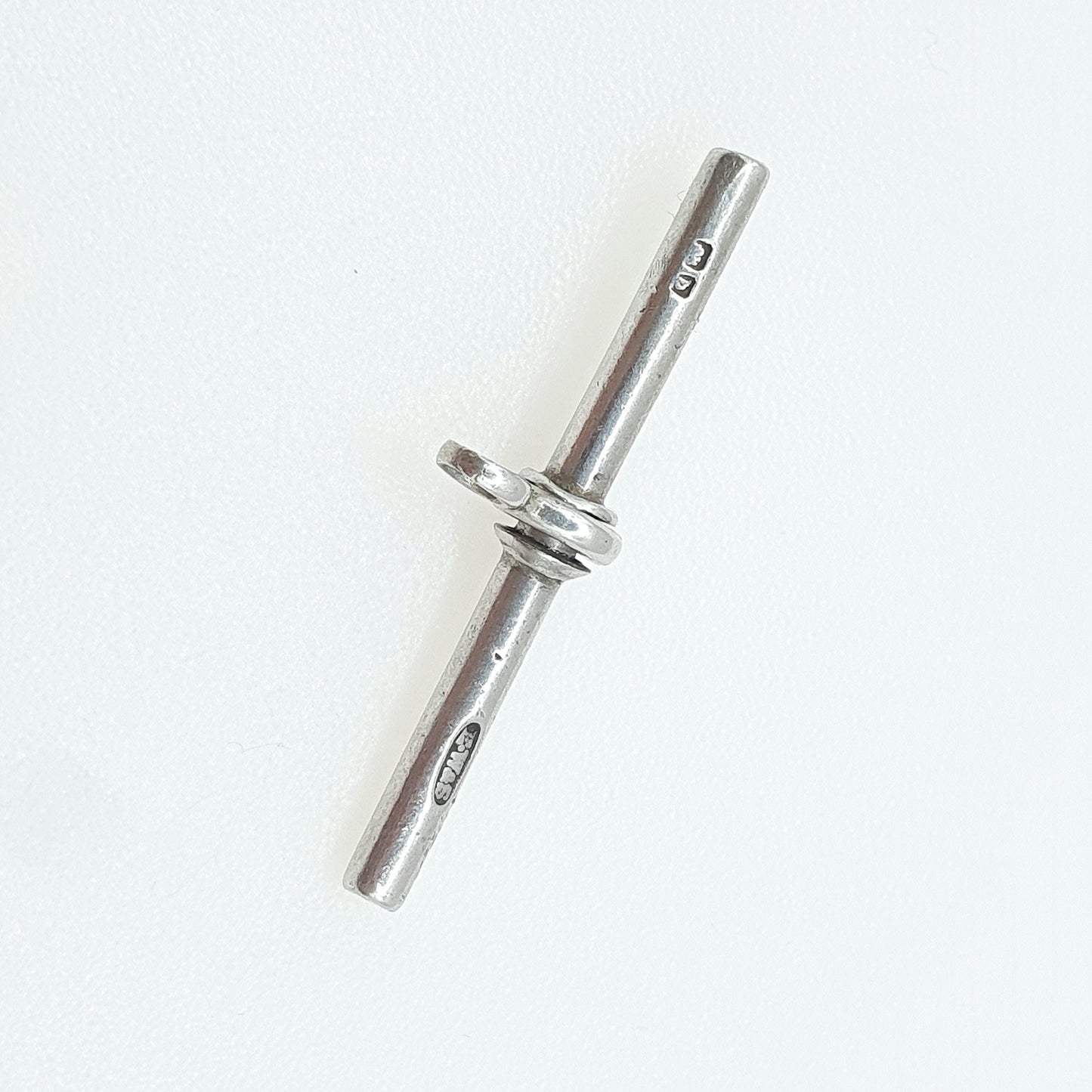 Antique Sterling Silver T Bar Pendant Necklace Albert Chain Fob 1901 Hallmark Unisex Jewelry Jewellery Charm Albertina