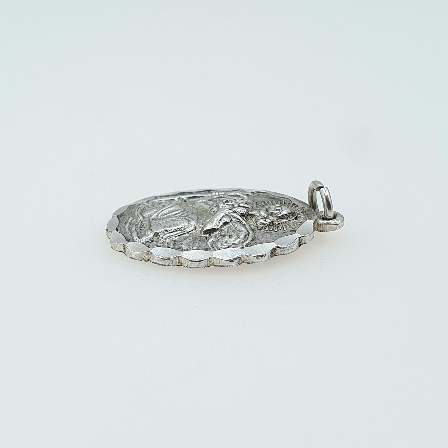 Vintage Sterling Silver St Christopher Pendant Double Sided Plane and Car Saint Travel Womens Mens Unisex Jewellery Jewelry