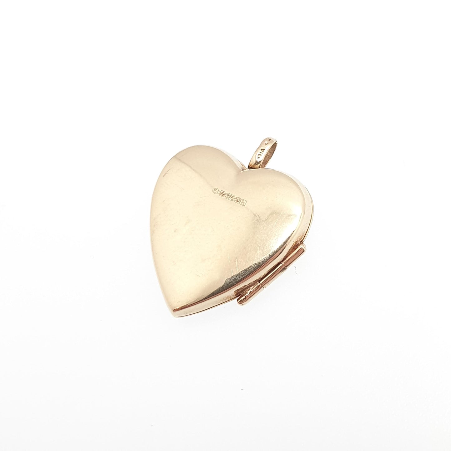 Vintage Solid 9ct 9k Gold Diamond Heart Locket Star Centre White Gold Highlights Necklace Photo Picture Pendant Jewelry Jewellery