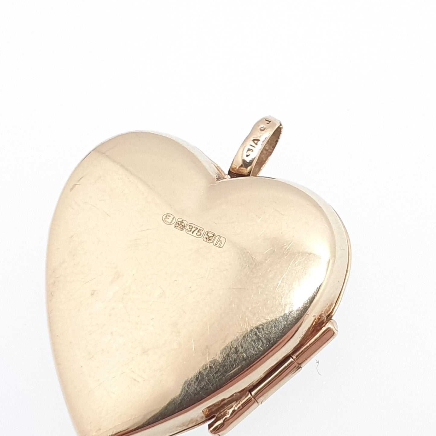 Vintage Solid 9ct 9k Gold Diamond Heart Locket Star Centre White Gold Highlights Necklace Photo Picture Pendant Jewelry Jewellery