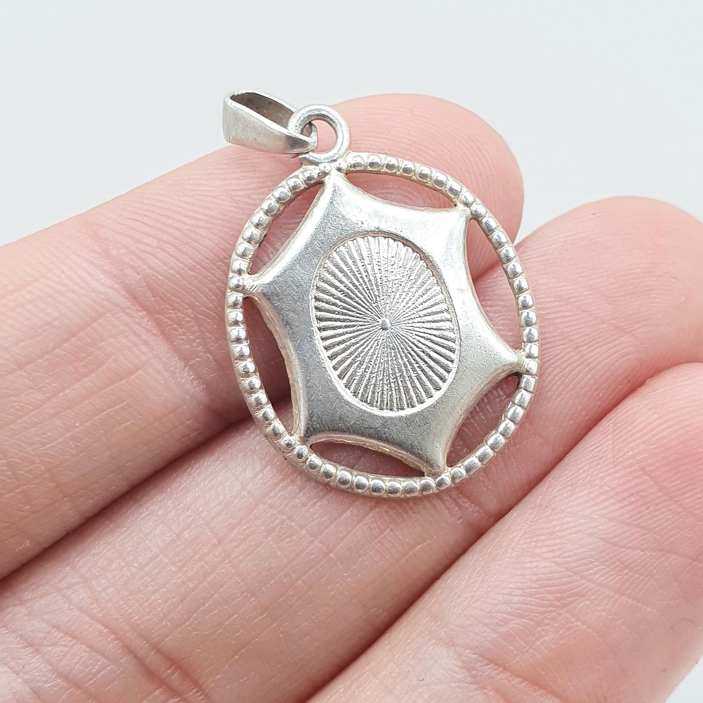Antique CHARLES HORNER Sterling Silver Pendant Necklace Art Nouveau Sunburst Centre Womens Vintage Jewellery Jewelry