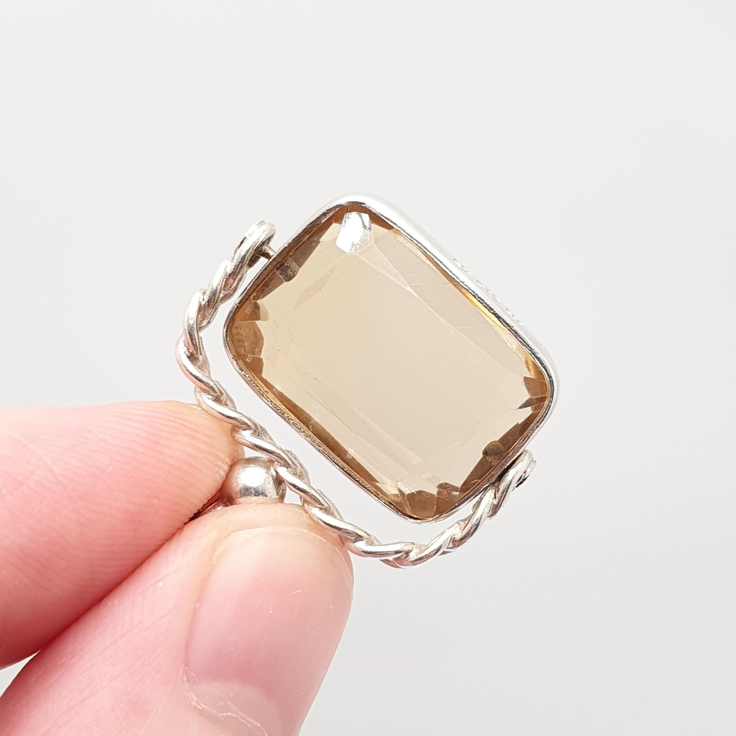 Antique Sterling Silver Citrine Spinner Fob Pendant Genuine Real Gemstone Quartz Hallmarked Necklace Albert Vintage Jewellery Jewelry