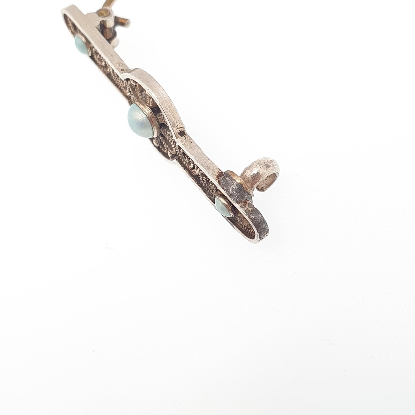 Antique MARIUS HAMMER Solid Silver Brooch Pin Blue Enamel Filigree 930S Scandinavian Jewelry Jewellery Vintage