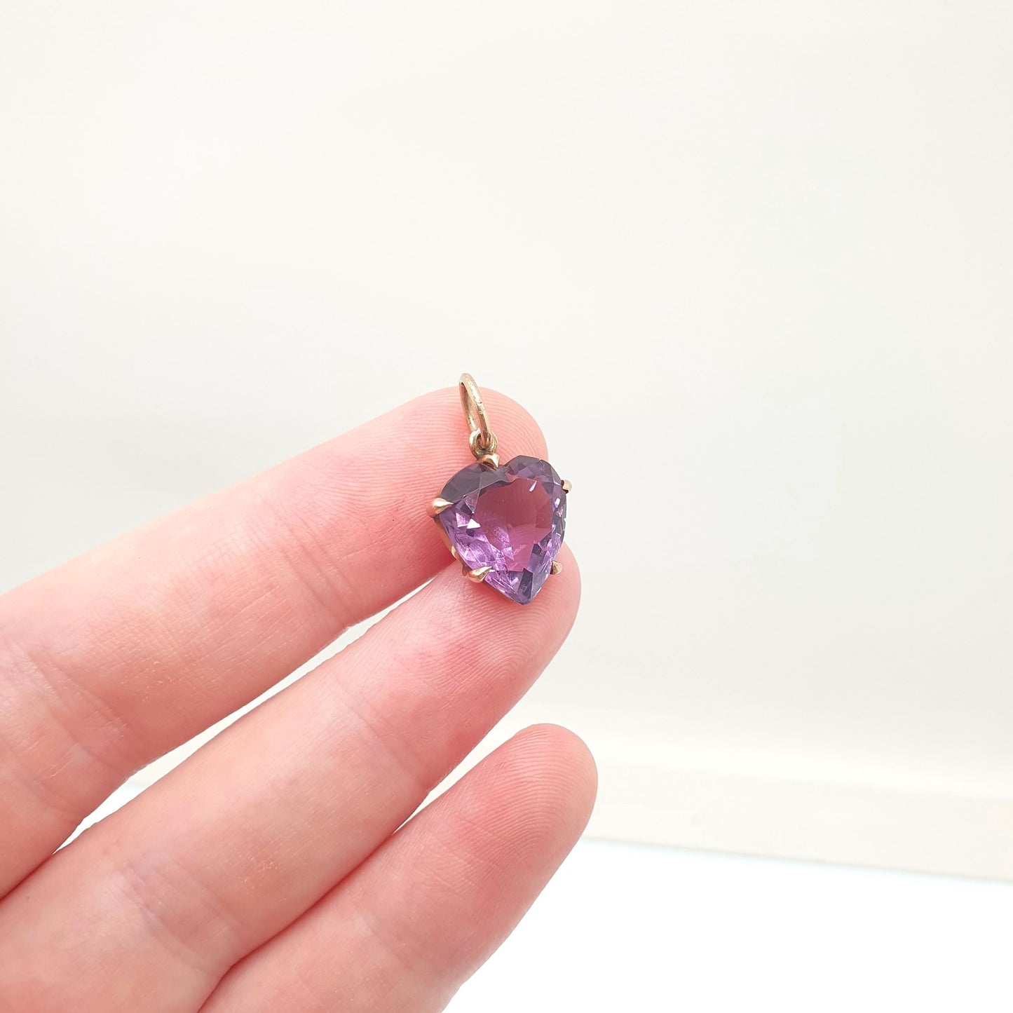 Antique Victorian 9ct Gold Amethyst Heart Pendant Necklace Puffer Heart Cut Solid 9k 375 9kt Jewelry Jewellery