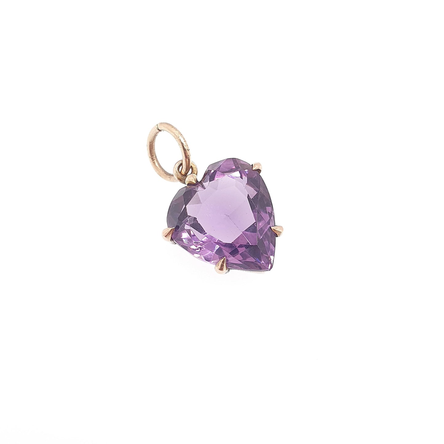 Antique Victorian 9ct Gold Amethyst Heart Pendant Necklace Puffer Heart Cut Solid 9k 375 9kt Jewelry Jewellery
