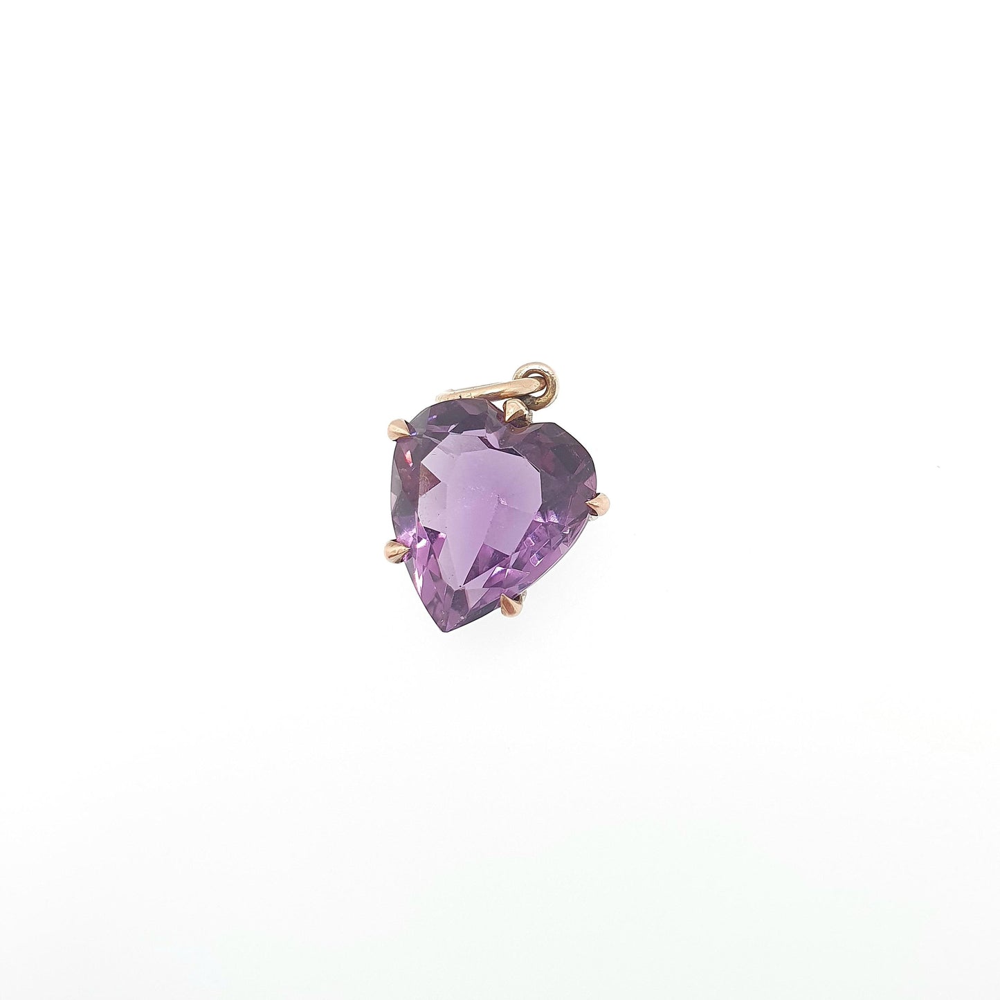 Antique Victorian 9ct Gold Amethyst Heart Pendant Necklace Puffer Heart Cut Solid 9k 375 9kt Jewelry Jewellery