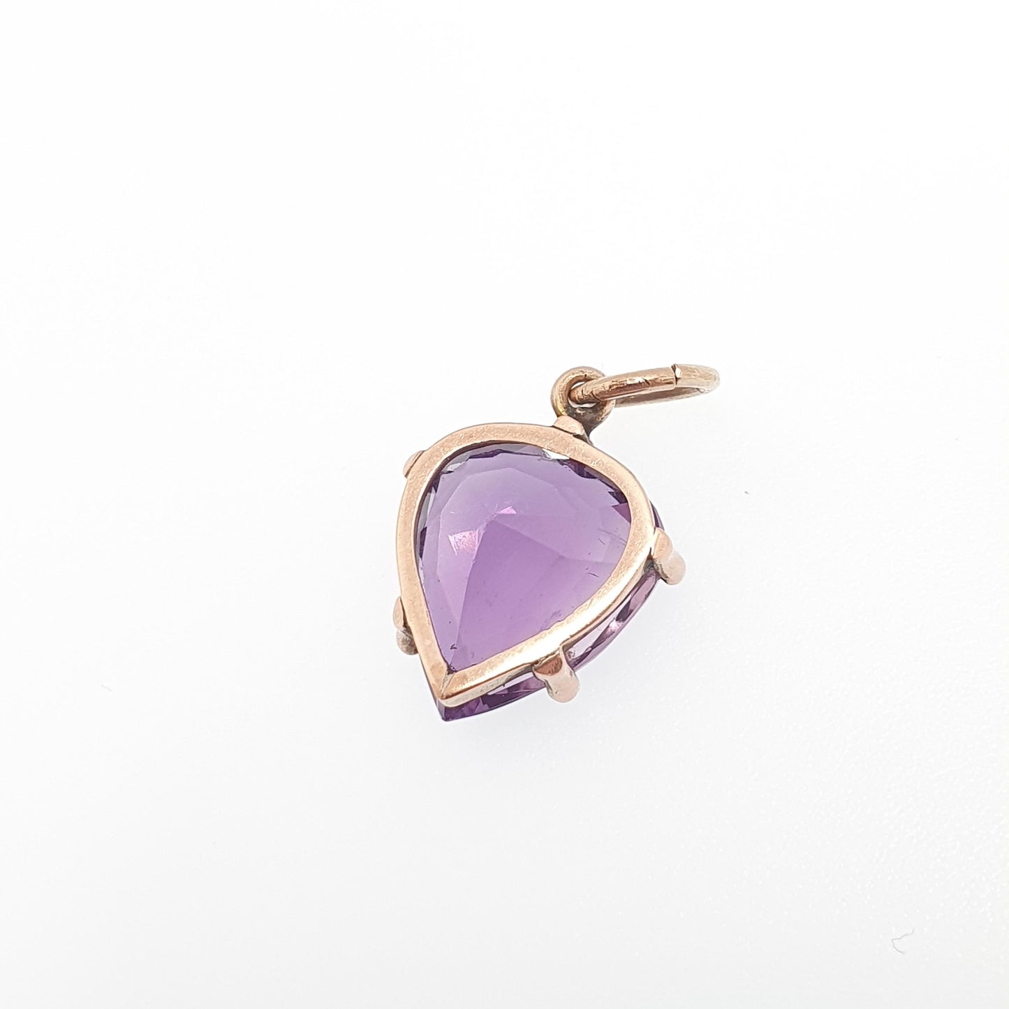 Antique Victorian 9ct Gold Amethyst Heart Pendant Necklace Puffer Heart Cut Solid 9k 375 9kt Jewelry Jewellery
