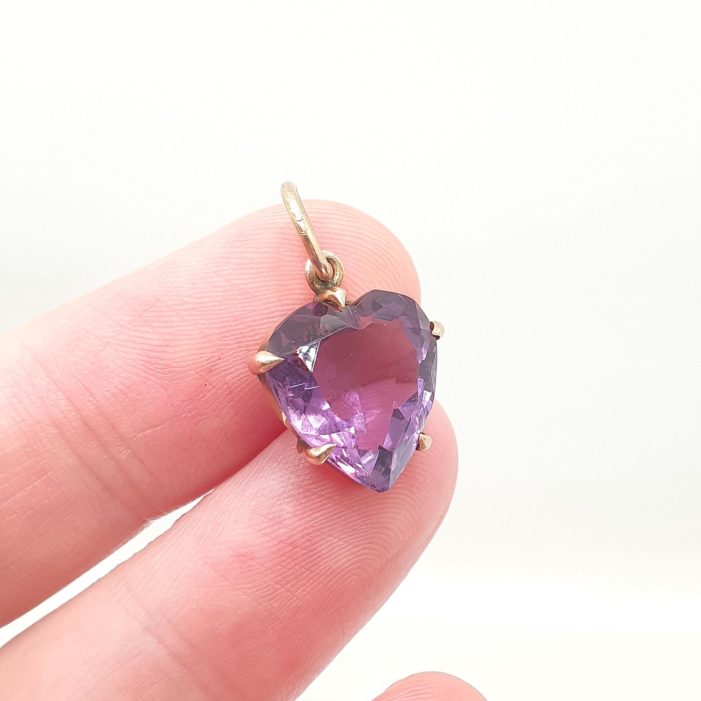 Antique Victorian 9ct Gold Amethyst Heart Pendant Necklace Puffer Heart Cut Solid 9k 375 9kt Jewelry Jewellery