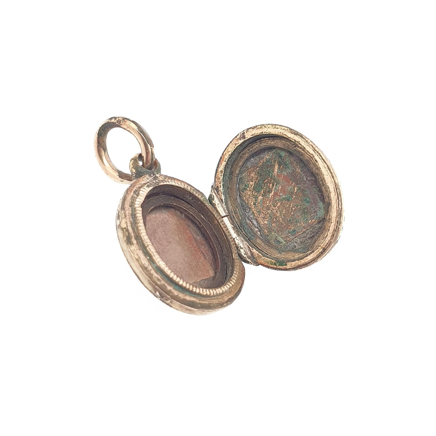 Antique Victorian 9ct Gold Locket 9kt 9k Back and Front Tiny Small Oval Engraved Pendant Necklace Picture Photo Vintage