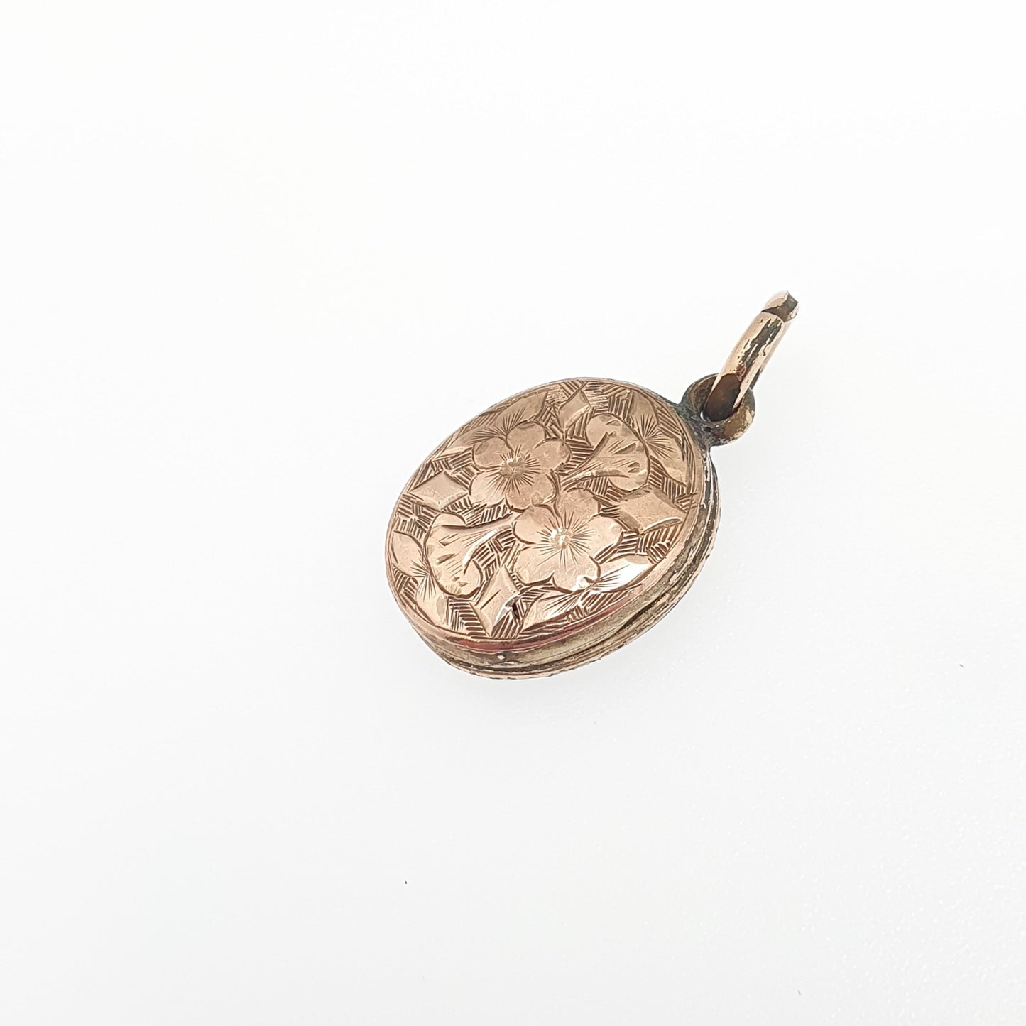 Antique Victorian 9ct Gold Locket 9kt 9k Back and Front Tiny Small Oval Engraved Pendant Necklace Picture Photo Vintage