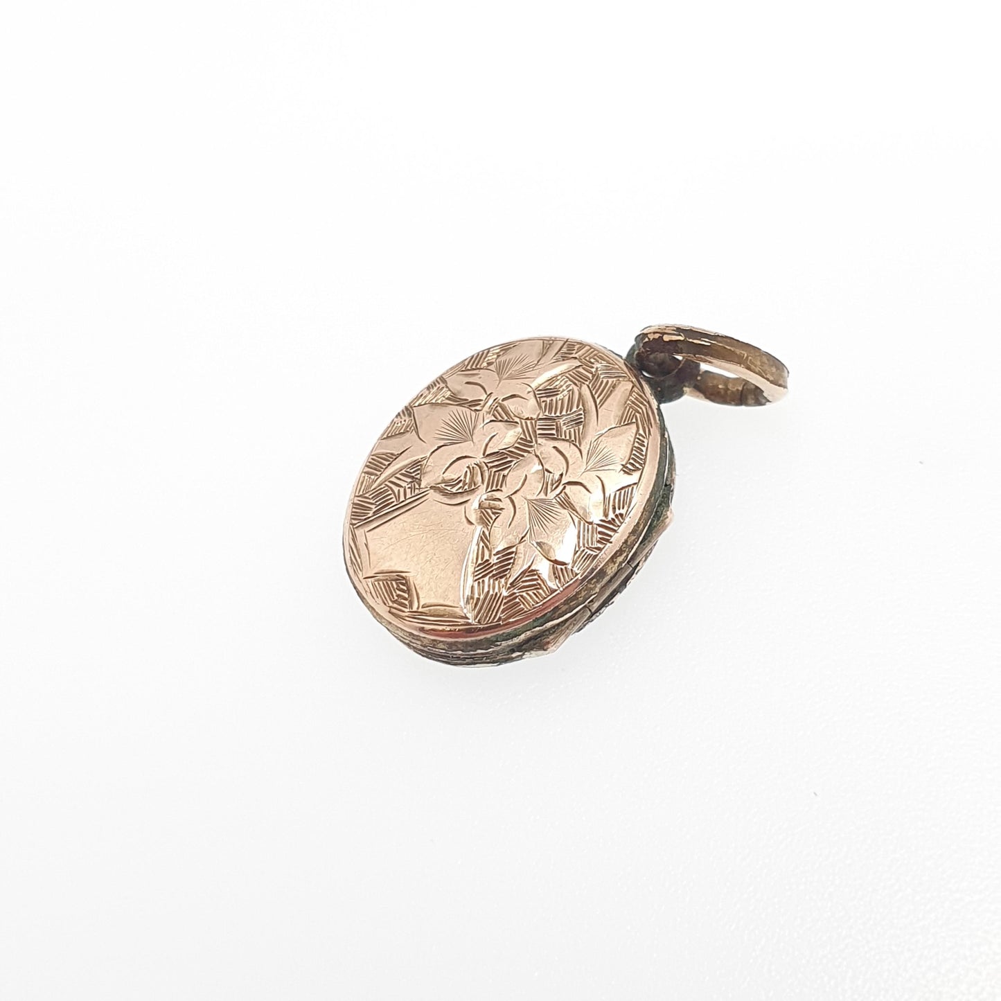 Antique Victorian 9ct Gold Locket 9kt 9k Back and Front Tiny Small Oval Engraved Pendant Necklace Picture Photo Vintage