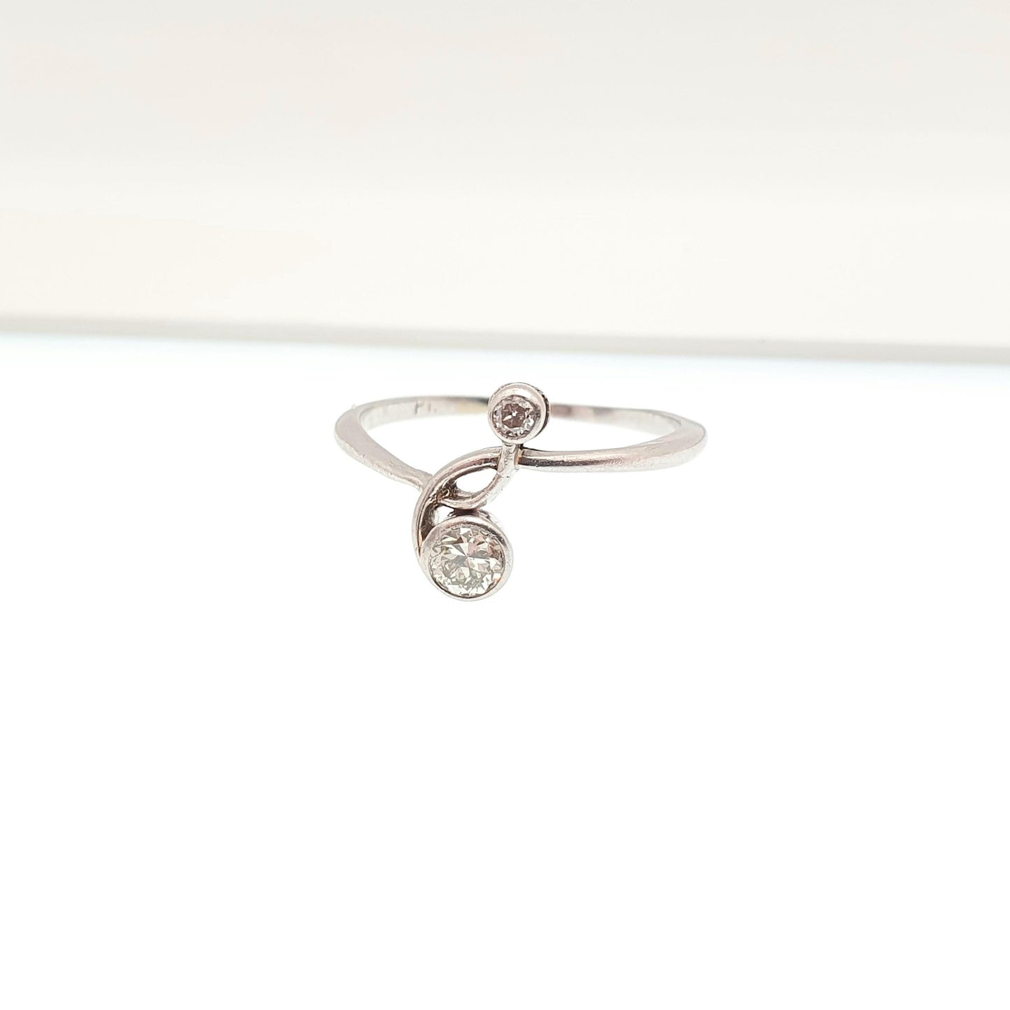 Antique Platinum Diamond Ring Art Deco Natural Diamonds 0.15ct Ornate Double 1920s Vintage Womens Jewellery Jewelry