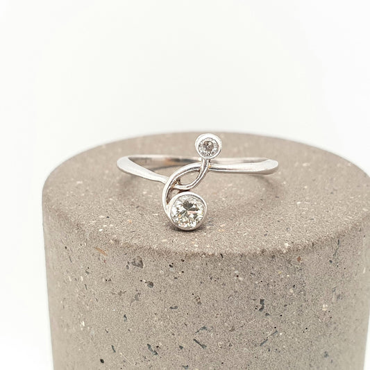 Antique Platinum Diamond Ring Art Deco Natural Diamonds 0.15ct Ornate Double 1920s Vintage Womens Jewellery Jewelry