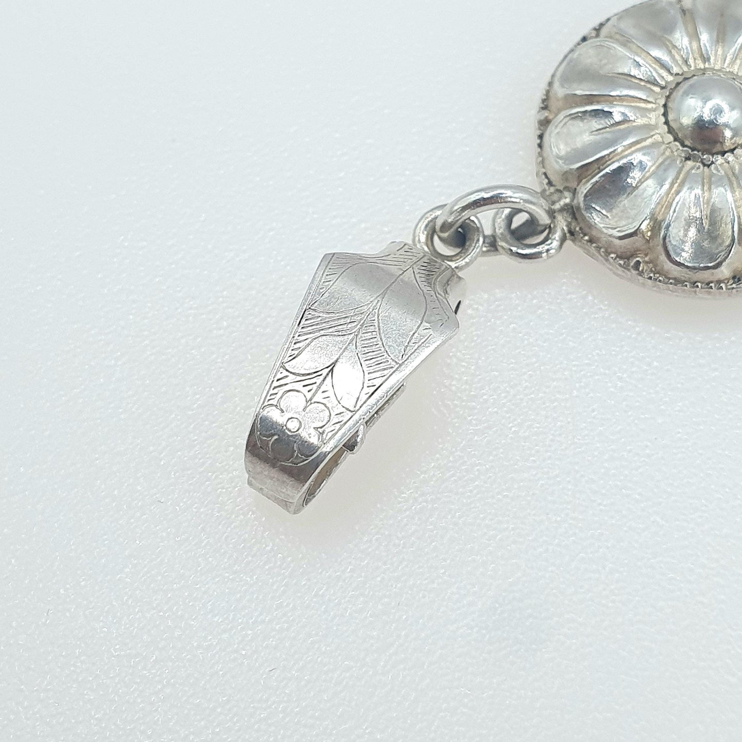 Antique Sterling Silver Flower Link Bracelet Art Deco Floral Vintage 1920s Womens Jewelry Jewellery 18.5cm 17.40g