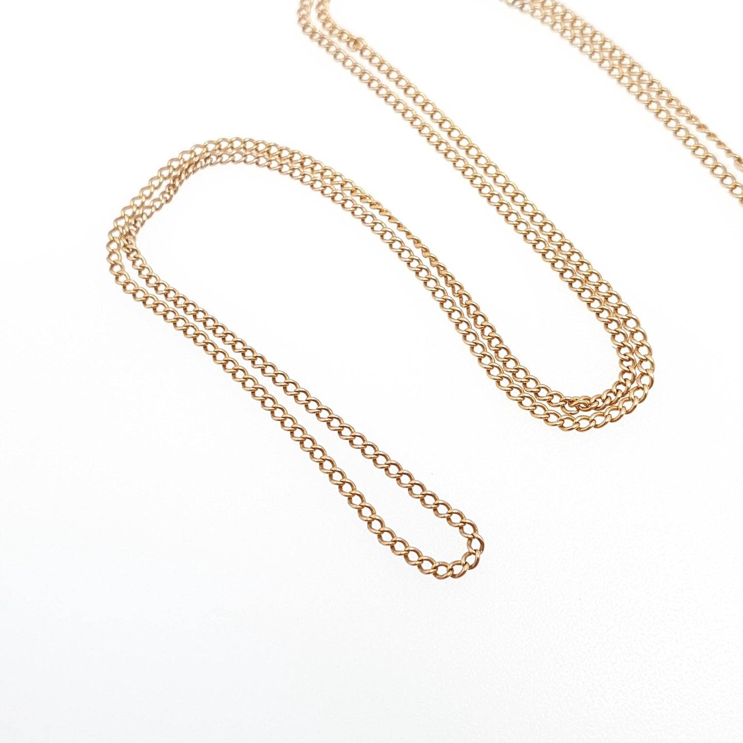 Antique 9ct 9k Gold Chain Necklace Curb Link Yellow Solid 375 45cm 17.7" 2.10g Victorian Genuine Vintage Womens Jewelry Jewellery