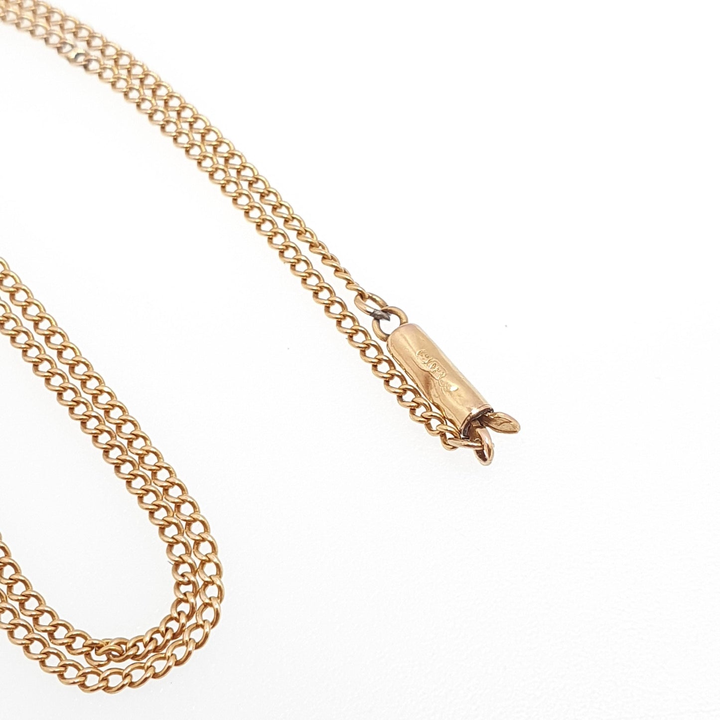 Antique 9ct 9k Gold Chain Necklace Curb Link Yellow Solid 375 45cm 17.7" 2.10g Victorian Genuine Vintage Womens Jewelry Jewellery