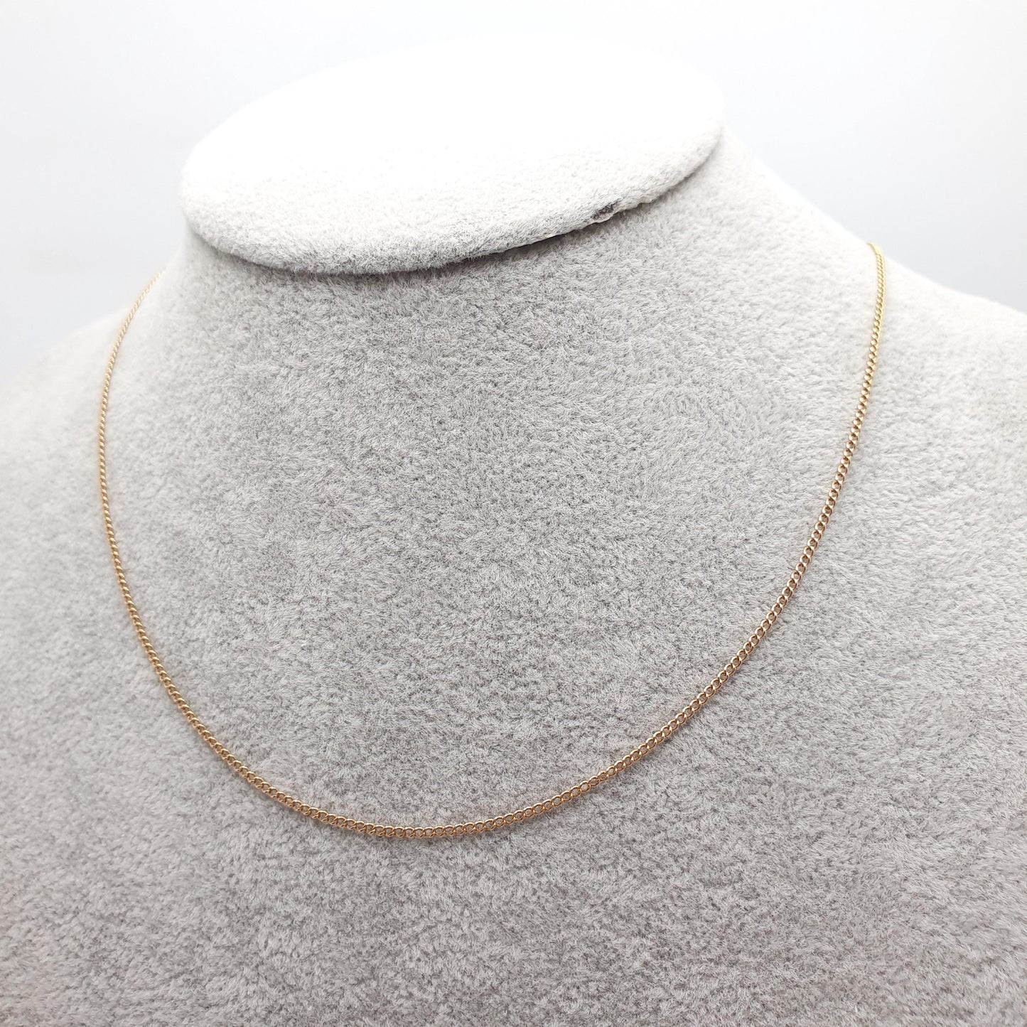 Antique 9ct 9k Gold Chain Necklace Curb Link Yellow Solid 375 45cm 17.7" 2.10g Victorian Genuine Vintage Womens Jewelry Jewellery