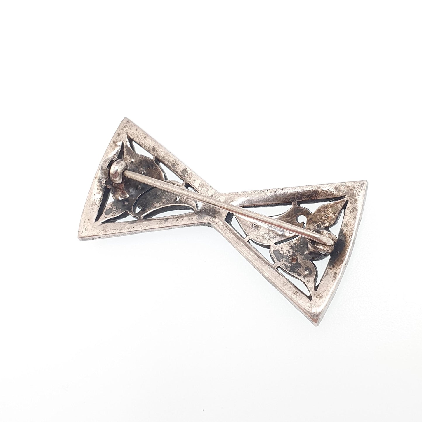 Antique Diamond Paste Solid Silver Bow Brooch Large Big Pin Ribbon Art Deco 1920s Sparkly Vintage Womens Jewelry Jewellery