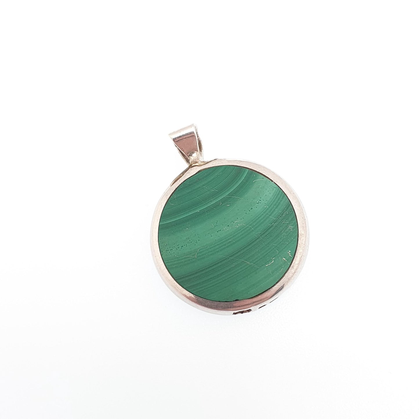 Vintage Blue John Sterling Silver Necklace Malachite Pendant 1980 Hallmark Double Sided Bleu Jaune Jewellery Jewelry