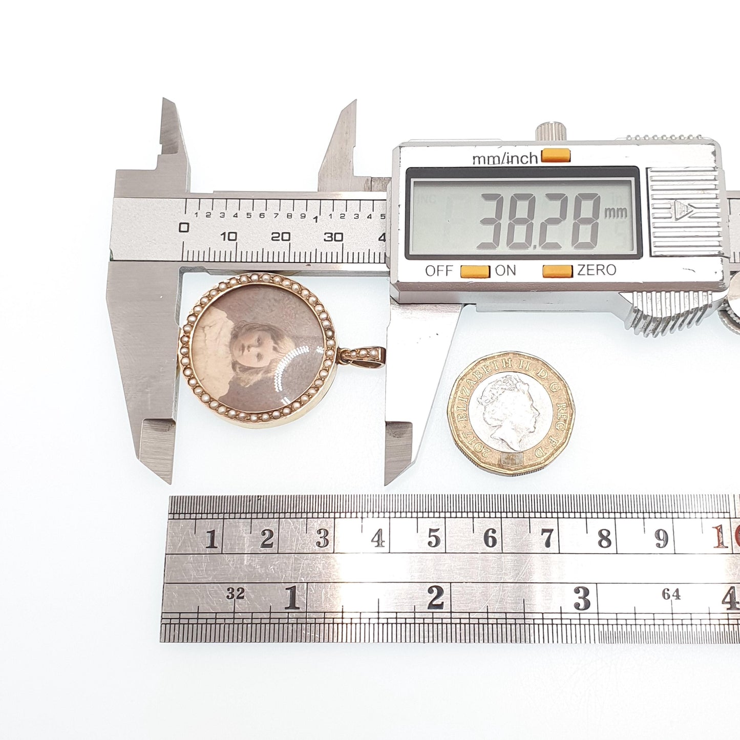 Antique 9ct Gold Seed Pearl Locket Necklace Pendant Double Sided Solid 9k 375 Yellow Jewelry Womens Jewellery