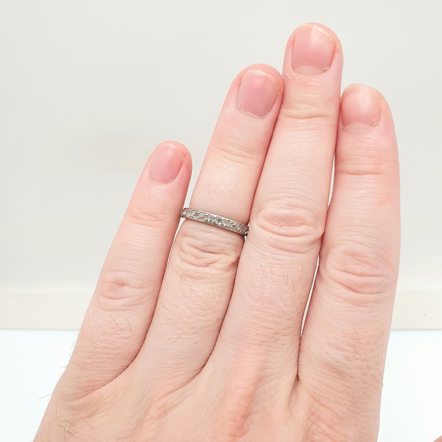 Antique Art Deco Platinum Diamond Eternity Ring 1920s Natural 0.5ct Diamonds Gemstone Full Band Stacker Wedding Womens Jewellery Jewelry