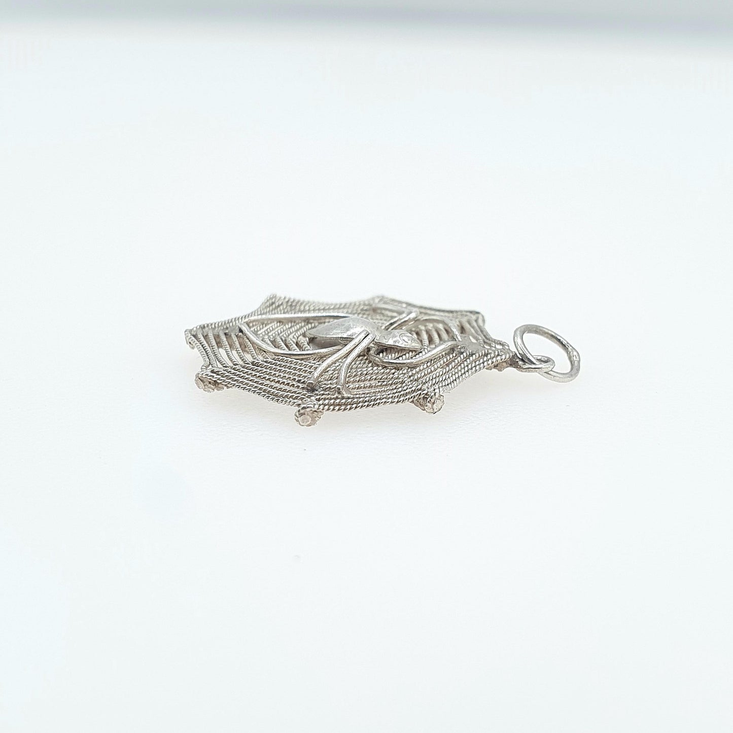 Vintage Sterling Silver Spider in Spiderweb Pendant Handmade Necklace Arachnid Insect Bug Womens Mens Jewelry Jewellery