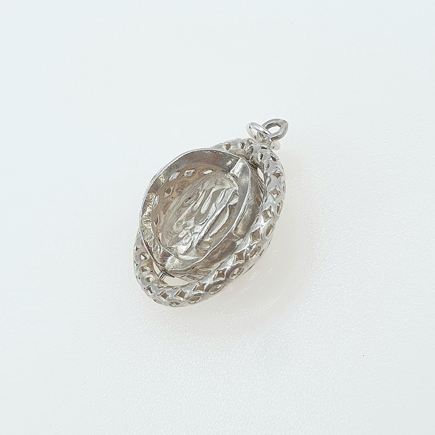 Vintage Solid Silver Arabic Swivel Ball Pendant Necklace Quran Verse Muslim Islam Script Vintage Womens Mens Jewellery Jewelry