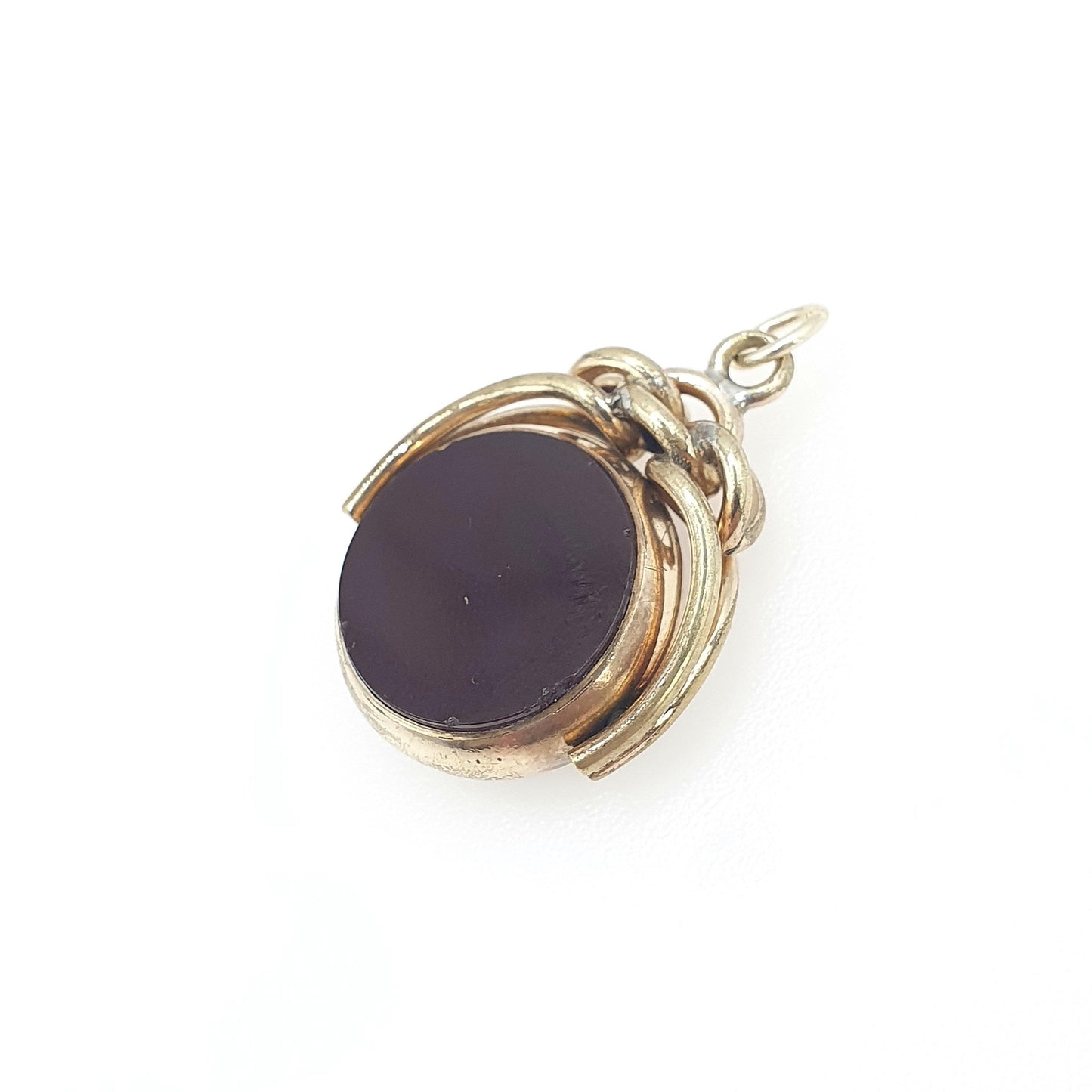 Antique Victorian Rolled Gold Bloodstone & Carnelian Spinner Fob Pendant Gold Filled Knot Top Vintage Mens Womens Jewelry