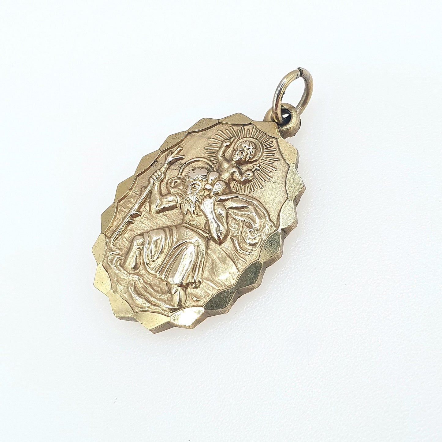 Vintage Rolled Gold St Christopher Pendant Double Sided Car and Plane Gold Filled Georg Jensen Style Saint Men Women Jewellery Jewelry